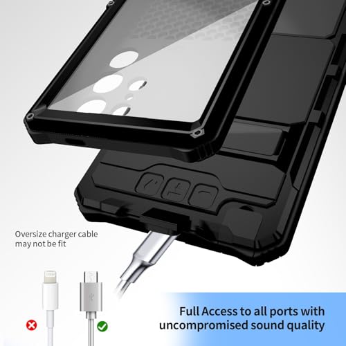 Coque Samsung S25 Ultra noire en métal rigide avec support - 5