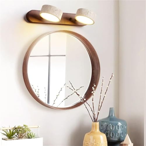 Lámpara de pared japonesa de madera para dormitorio con dos luces orientables 3