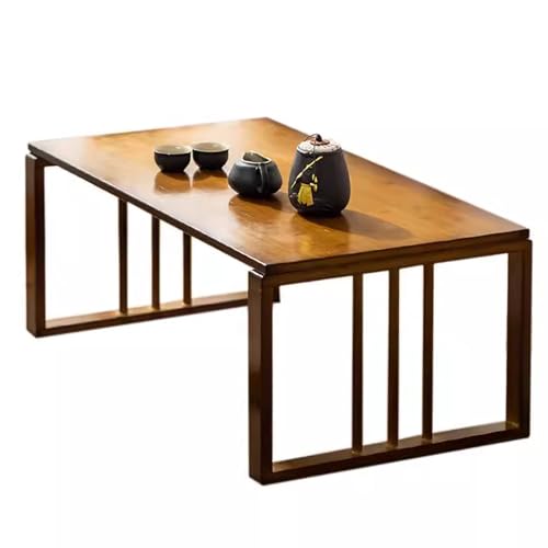 Mesa de centro plegable de madera baja compacta rústica 2