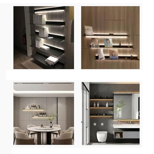 Étagère de rangement murale à LED en aluminium noir, support robuste 70cm - 7