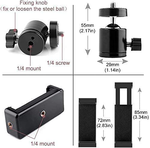 Image of DAUMI Universal Cell Phone Holder Clip /Mount Adapter /Adjustable Clamp and 360 Degree Ball Head Set for Mobile Phone, Selfie Stick & All Types of Tripods (Phone Holder Clip and Ball Head)