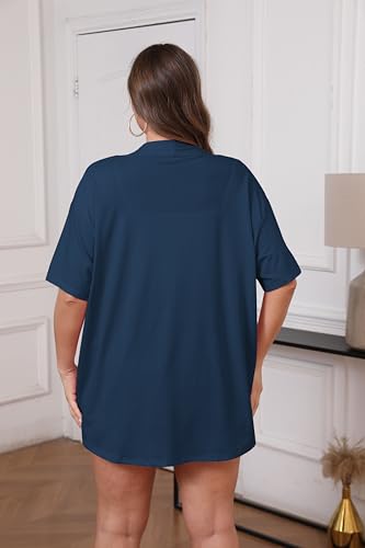 Image of IN'VOLAND Women Plus Size Lightweight Cardigan Short Sleeve Open Front Casual Summer Kimonos Cardigans with Pockets