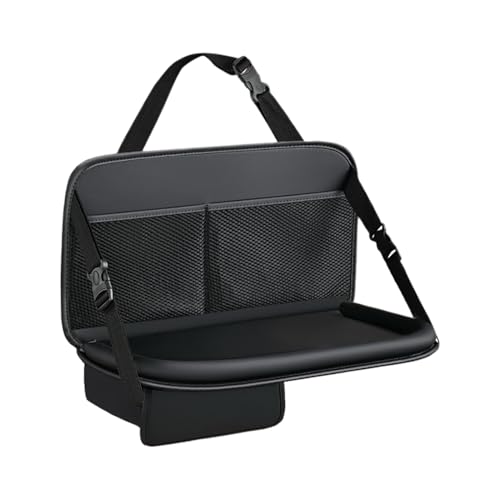 Weqizuerqi Organizador de asiento de coche para respaldo, asiento trasero de coche con bandeja, organizador universal de piel sintética con bandeja plegable para vehículos de motor
