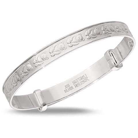 Expanding 925 Sterling Silver Teddy Bear Baby Bangle Cover