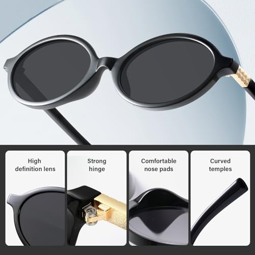 KUGUAOK Retro Oval Sunglasses for Women Trendy Small Frame 90s Sun Glasses UV Protection Y2k Fashion Shades4