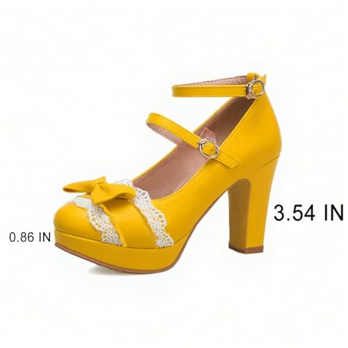 Image of FOREADA Mary Janes for Women Platform Heels Bow Kawaii Shoes Vintage Dress Pumps