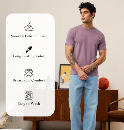 Image of Sleepynuts Men's Everyday Wear Crew Neck Regular Fit T-Shirt | Half Sleeve Solid Plain Casual T-Shirt for Men | Soft Breathable Fabric |