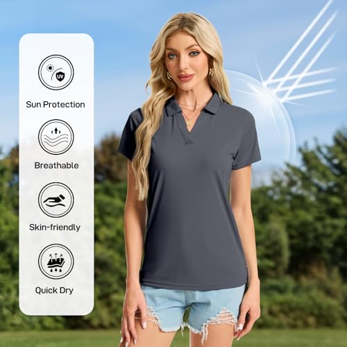 Image of Women's Polo Shirts Short Sleeve Quick Dry UPF 50+ Sun Protection Golf Tops