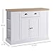 HOMCOM Fluted-Style Wooden Kitchen Island, Storage Cabinet w/Drawer, Open Shelving, and Interior Shelving for Dining Room, White