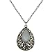 Yazilind Vintage Antique Bronze Hollow Teardrop White Rhinestone Pendant Chain Long Necklace Women 31"