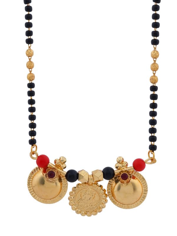 Gold Plated Short Mangalsutra for Women with Vati Pendant Traditional Design 24 Inch Chain Brand Warranty-image-5