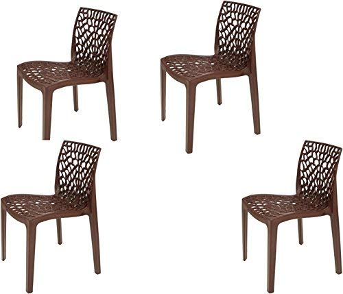 RW REST WELL Web Armless Designer Plastic Outdoor Chair | ISO Certified Company (Brown, Set of 4)-image-44