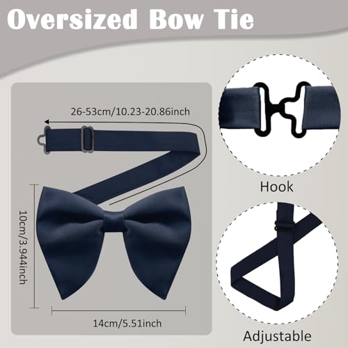 Image of Luckyvestir Oversized Bow Ties for Men, Pre Tied Clip on Men's Black Bowtie for Wedding Tuxedo Banquets Formal Wear