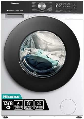 Hisense Lava e Seca, 13kg Lavagem/8kg Secagem, Wi-Fi, Steam, 13 P...