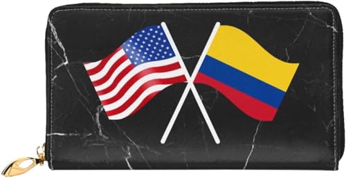 American And Colombia Flag Wallet Card Bag