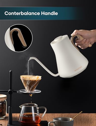 Image of INTASTING Gooseneck Electric Kettle with 1℉ Temperature Control, 0.9 Liter