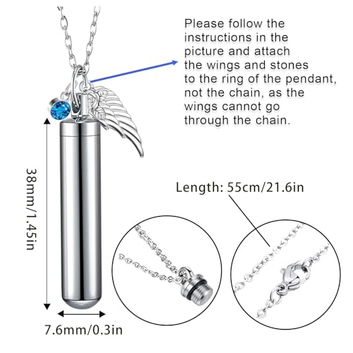 10 Pieces Urn Necklace for Ashes, 10 Pieces Urn Necklace, Stainless Steel Cremation Jewelry for Women Men, Cylinder Memorial Necklaces Keepsake Pendant with Funnel(Silver)2
