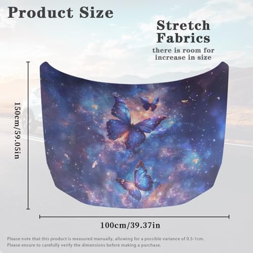 Image of Galaxy Butterfly Car Hood Cover for Leaves, Car Bonnet Banner, Universal Fit, Elastic Polyester, Stretchable, Waterproof Automotive Hood Covers,Car Accessories
