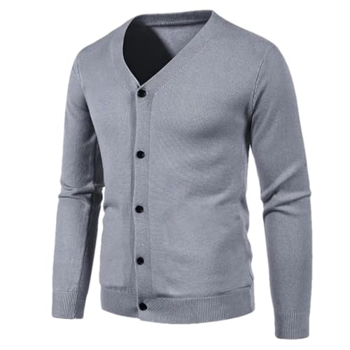 Autumn Men's V-Neck Sweatercoat Knitted Fit Solid Color Casual Cardigan Men Long Sleeve Knitwear Korean Style Sweater2