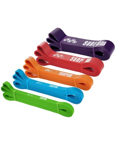 SUNPOW Pull Up Assistance Bands, Set of 5 Heavy Duty Resistance Bands for Men & Women, Natural Latex...