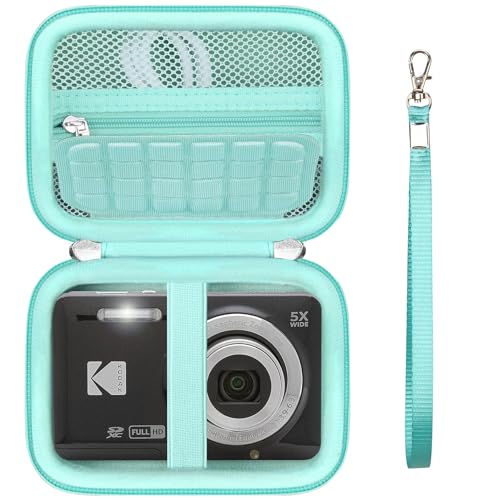 Supmay Digital Camera Case Compatible con Kodak PIXPRO FZ55 FZ45 Digital Camera, Vlogging Camera Storage Holder Bolso de Viaje con Bolsillo de Malla para batería, Cable USB, Tarjeta SD, Verde