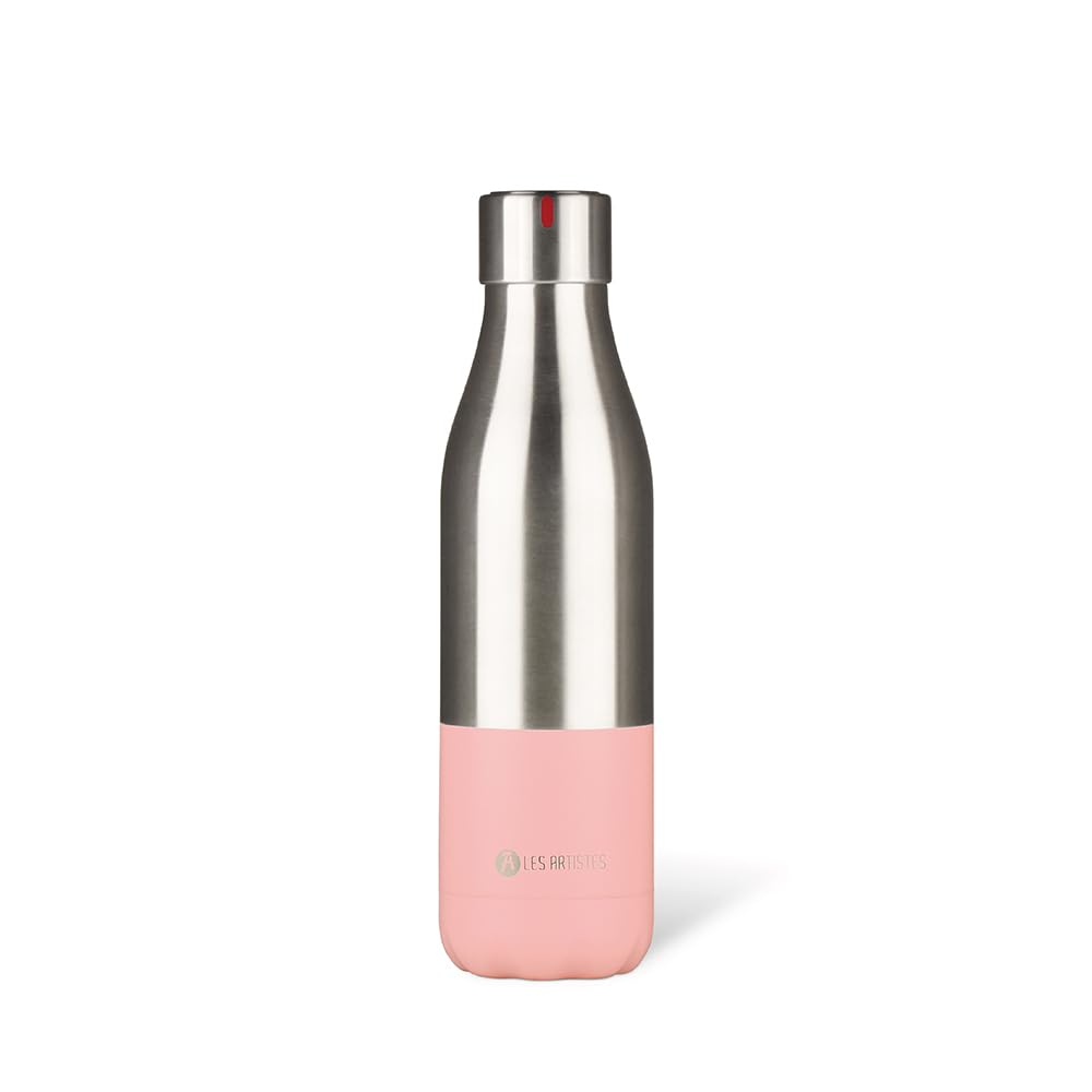 LES ARTISTES Paris A-​4373 Bottle'Up,​500 ml, Gourde isotherme sans BPA, Réutilisable, Garde au chaud 12h et au froid 24h, Acier Inoxydable, Design Split Pink