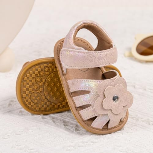 Image of Babelvit Infant Baby Girl Boy Sandals Comfort Premium Summer Outdoor Casual Beach Shoes with Flower Bowknot Anti Slip Rubber Sole Newborn Toddler Prewalker First Walking Shoes