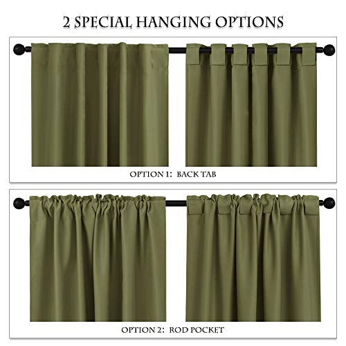 image for PONY DANCE Blackout Kitchen Curtains - Window Drapes Rod Pocket & Back