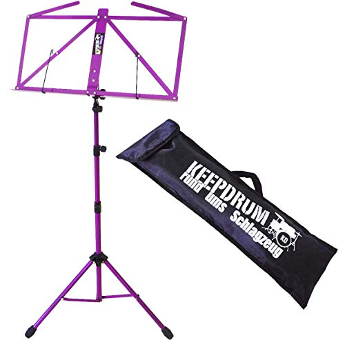 Include custodia con tracolla Mus3 KEEPDRUM FL lilla Note staender – Leggio viola + Borsa