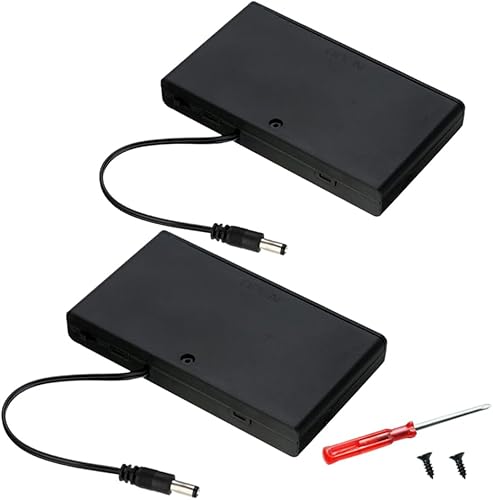 Paquete de 2 8 soportes de batería AA, 8 soportes de batería de 1.5 VAA de 12 V con interruptor de encendidoapagado, conector DC