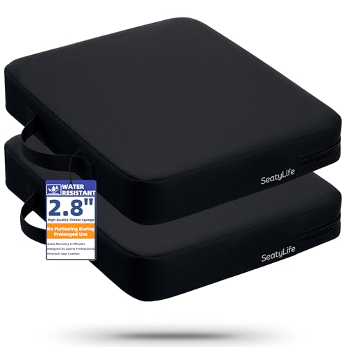 2-Pack Stadium Seat Cushions for Bleachers – Waterproof 2.8' Extra Thick for Long Sitting Hours,...