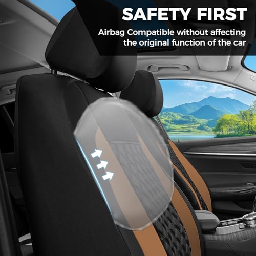 Image of FLORICH Seat Covers, Front Seat Covers 2 PCs, Automotive Seat Cover for Cars, Luxury Leather Universal Seat Cover Accessories Fit for Most Cars SUV Truck Sedans(Brown)