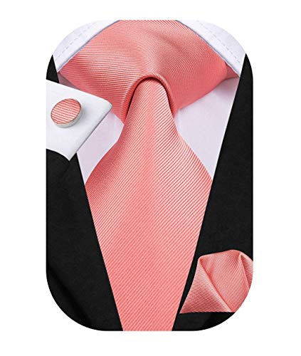 Image of Dubulle Mens Paisley Floral Silk Tie for Men Striped Necktie and Pocket Square Cufflinks Set Wedding Business