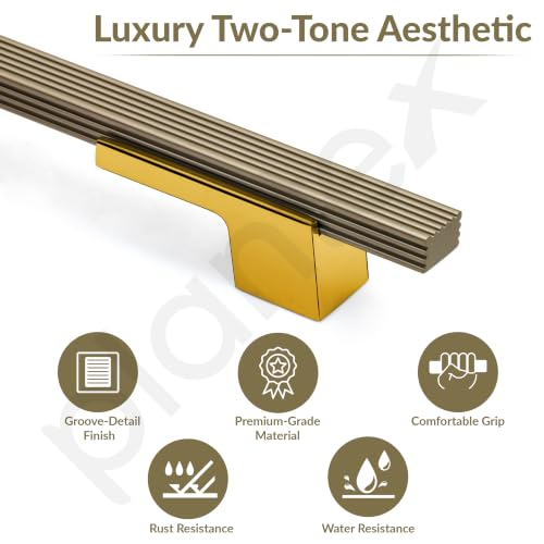 Image of Plantex Aluminium Cabinet Handle /900mm Wardrobe Handle for Home /Cupboard Door Pull-Push Handles for Office - Pack of 1 (DTC-5580, Brass Antique & Gold)