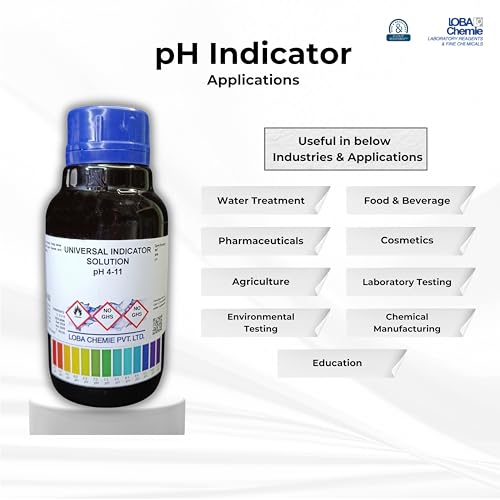 Image of Universal Indicator Solution 500 ml, (Accurate pH Scale Range from 0 to 14, Analytical Reagent Grade, Which Gives Accurate Color Range from Red to Dark Purple as per Organic Chemistry)