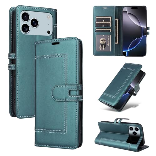 Étui en cuir élégant pour iPhone 11 Pro aux finitions soignées bleu vert