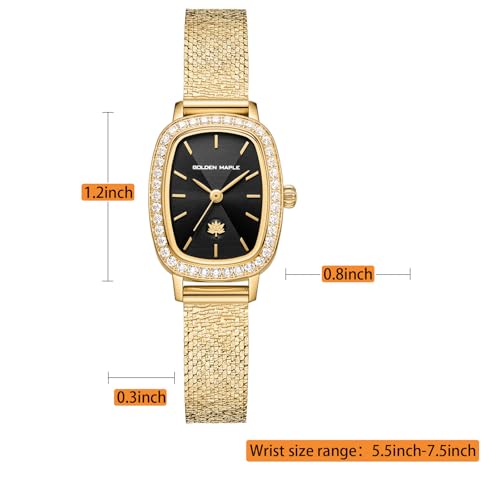 Image of GOLDEN MAPLE Watches for Women, Dainty Gold Watch with Small Stainless Steel Case, Quartz Movement and Water Resistant, Adjustable Mesh Band