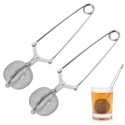 2 Stück Teezange für Losen Tee, Edelstahl Teeei für losen Tee, Tee Ei Sieb, Tea Infuser, Teezange mit Rostfreiem Griff, Küchenhelfer für Tee und Gewürze, Siebzange für Teeliebhaber (4.5×15.5cm)
