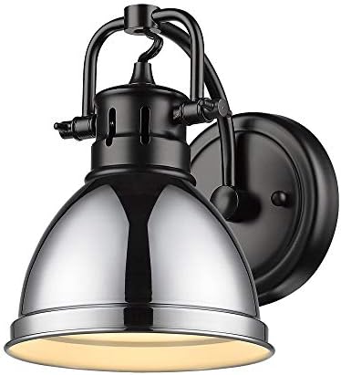 Golden Lighting 3602-BA1 BLK-CH Duncan Bath Vanity, 8.25"L x 6.5"W x 8.5"H, Matte Black with a Chrome Shade