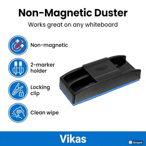 Image of Vikas'' White Black Board Duster Pack 4 | Red Black Blue White Color Options | Strong Plastic Eraser Classroom Office Home Use | Easy Grip Smooth Cleaning Board Eraser Whiteboard Blackboard