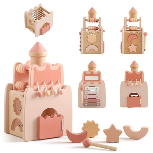 アクティビティキューブ 木製 型はめ モンテッソーリ 知育玩具 1歳 形合わせ 指先遊び おもちゃ パズルボックス 赤ちゃん 女の子 プレゼント 2歳 3歳