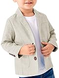 Toddler Boys' Blazer Jackets Lightweight Stylish Two Buttons Solid School Suit Casual Sport Coat Kha