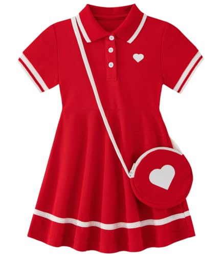 Move Dance Little Girls Sporty Dress Size 5-6 Red Sundress with Bag - image 1