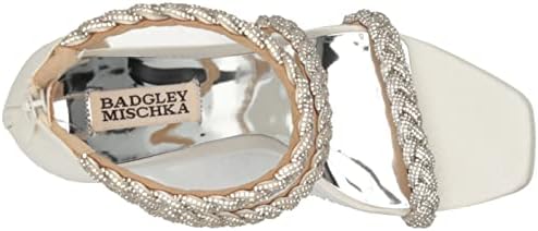 Badgley Mischka Women's Fenix Heeled Sandal, Soft White Satin, 9 | Image 4