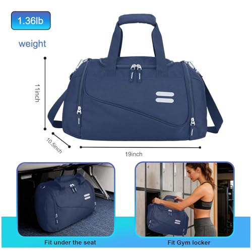 Image of Gym Bag for Men & Women - 30L Duffel Bag with Shoe Compartment, Weekender Water Resistant Duffle Bag for Travel, Sports, Fitness & Workouts, DarkBlue