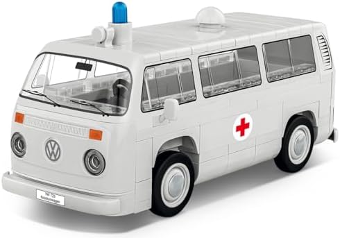 COBI Volkswagen T2b Krankenwagen, Maßstab 1:35, 169 Teile | Bedruckt (Pad Printed), Original Volkswagen Lizenz, Krankenwagen, Gummireifen, Krankenwagen-Beschriftung, EU-Bauteile, a