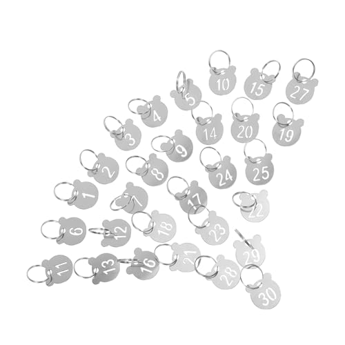 Yardenfun 30 Piezas Etiquetas Metálicas Numeradas con Colgante Oso Llaveros de Acero Inoxidable Resistentes para Organización de Llaves y Armarios Identificadores Duraderos para Oficinas y