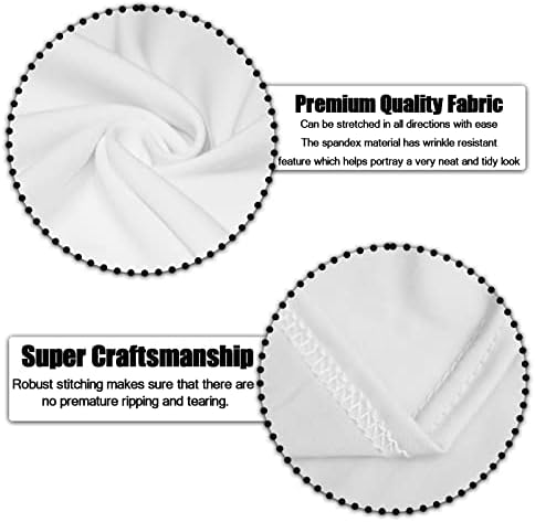 Dololoo Spandex Table Skirts 6ft for Rectangle Table, Table Cover for 6ft Table with Skirt, Fitted Rectangular Stretchable Table cloth for Wedding Party Exhibitions Cocktail Bar Patio Craft- White