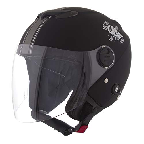 Pro Tork Capacete New Atomic Skull RideRosa Fosco 56 Preto/Prata