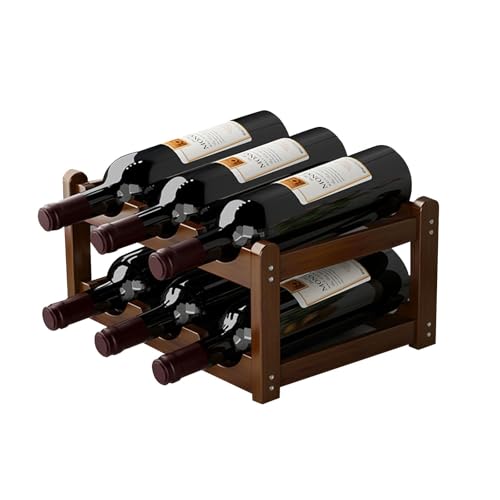 Soporte para botellas de vino de bambú resistente para encimera miniatura 1